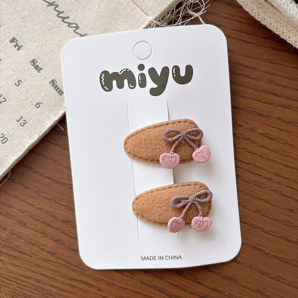 MyKids-USA® Collection of 2 Versatile Cartoon Decorated Patchwork Design Hair Clips