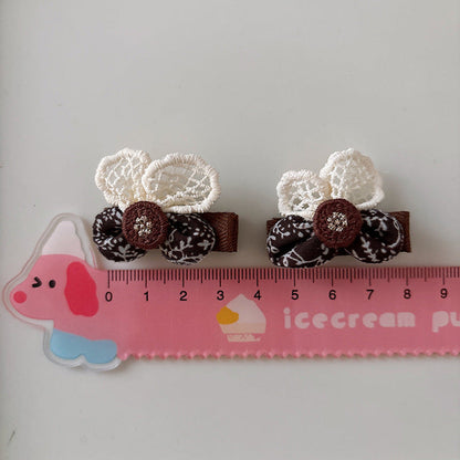 MyKids-USA® Collection of 2 Versatile Cute Shape and Lace Decorated Hair Ties and Hair Clips