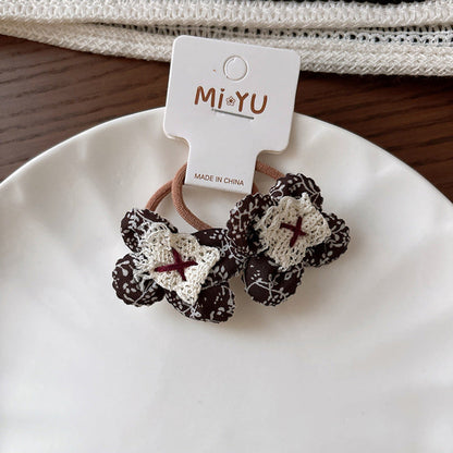 MyKids-USA® Collection of 2 Versatile Cute Shape and Lace Decorated Hair Ties and Hair Clips