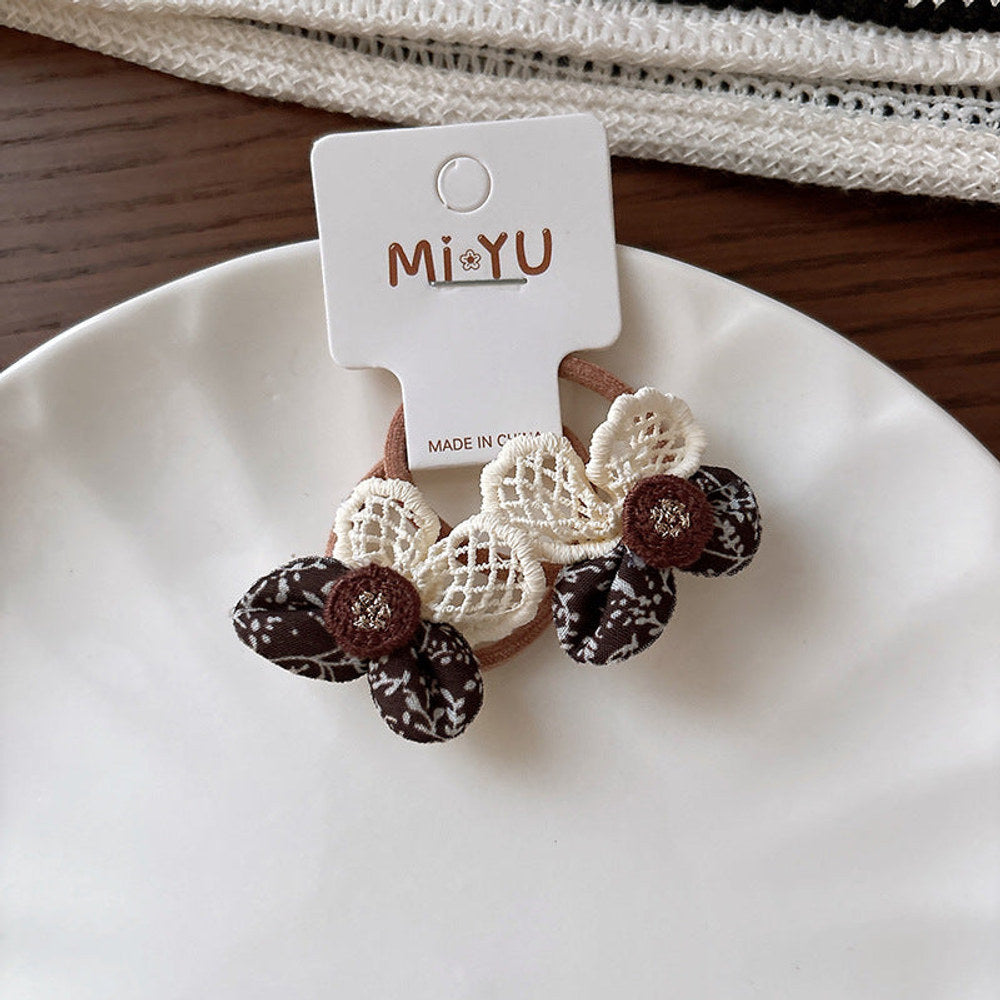 MyKids-USA® Collection of 2 Versatile Cute Shape and Lace Decorated Hair Ties and Hair Clips