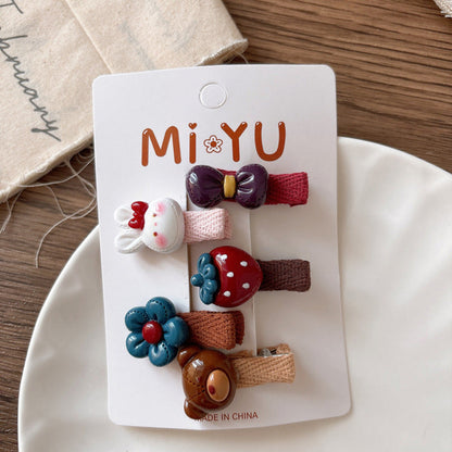 MyKids-USA® Collection of 5 or 10 Versatile Cute Shape Decorated Hair Ties and Hair Clips