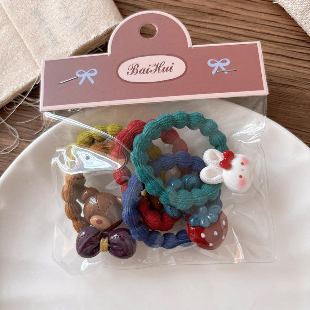 MyKids-USA® Collection of 5 or 10 Versatile Cute Shape Decorated Hair Ties and Hair Clips