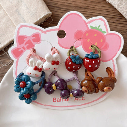 MyKids-USA® Collection of 5 or 10 Versatile Cute Shape Decorated Hair Ties and Hair Clips