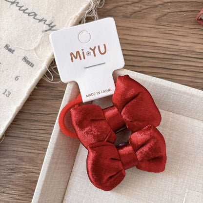 MyKids-USA® Collection of 2 Versatile Butterfly-bows Decorated Hair Ties