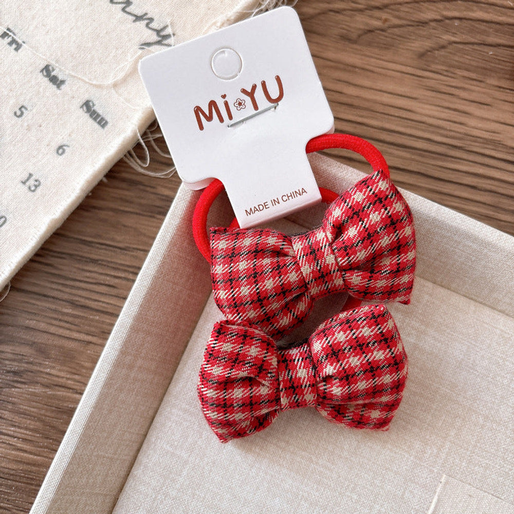 MyKids-USA® Collection of 2 Versatile Butterfly-bows Decorated Hair Ties