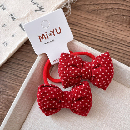 MyKids-USA® Collection of 2 Versatile Butterfly-bows Decorated Hair Ties
