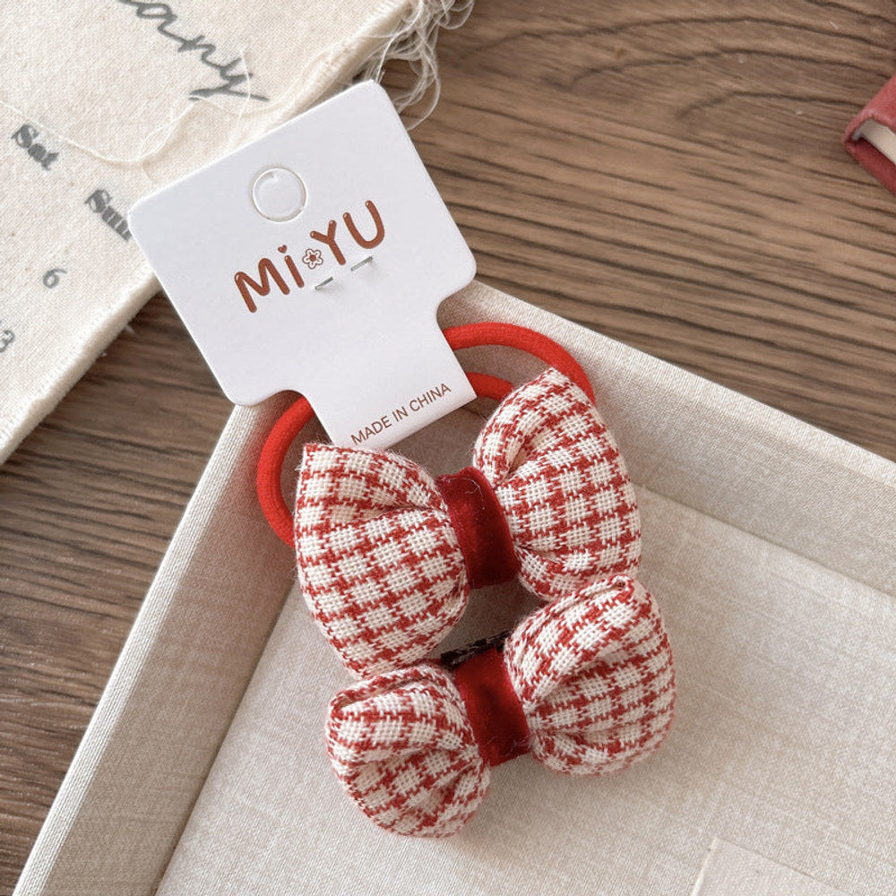 MyKids-USA® Collection of 2 Versatile Butterfly-bows Decorated Hair Ties