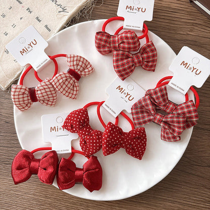 MyKids-USA® Collection of 2 Versatile Butterfly-bows Decorated Hair Ties