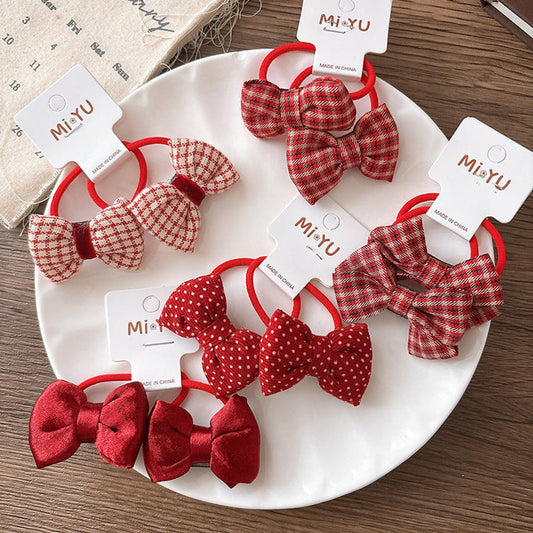 MyKids-USA® Collection of 2 Versatile Butterfly-bows Decorated Hair Ties