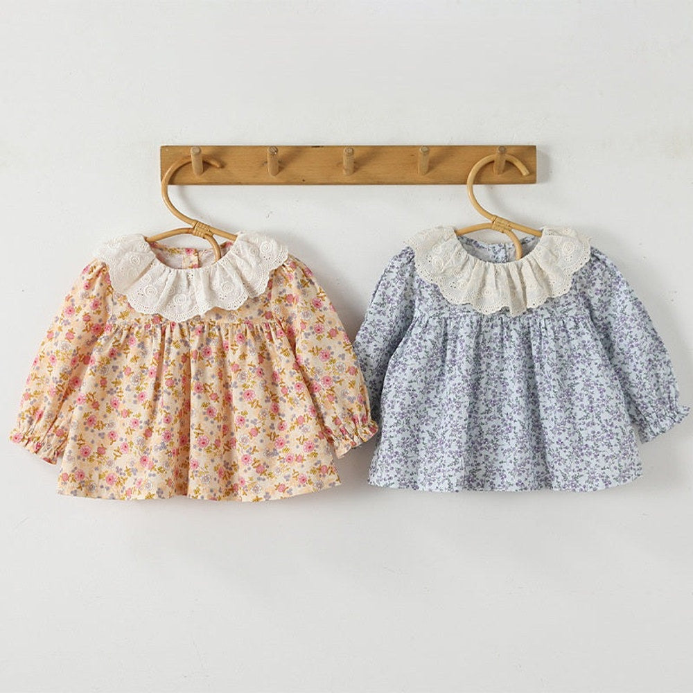 MyKids-USA® Baby Kids Girls Floral Pattern Ruffle Collar Top
