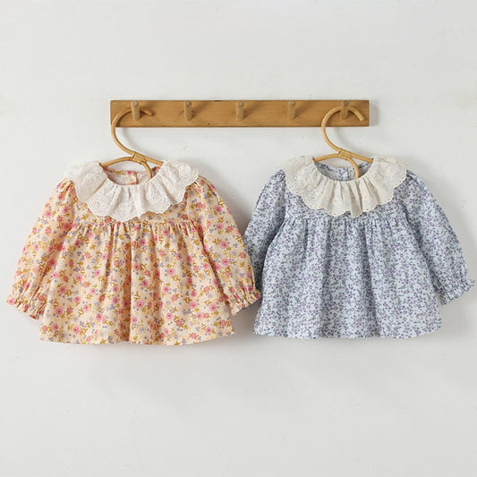 MyKids-USA® Baby Kids Girls Floral Pattern Ruffle Collar Top
