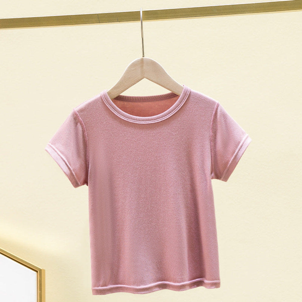 MyKids-USA® Boys and Girls’ Solid Color T-shirt in European and American Style