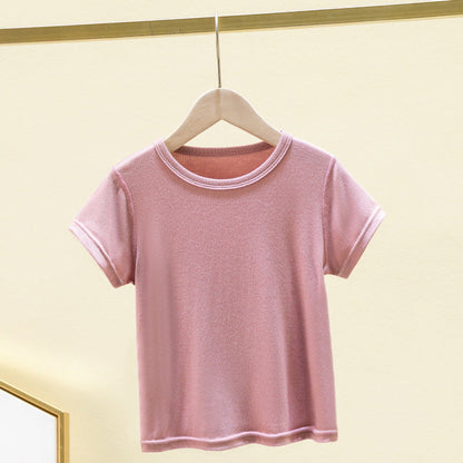 MyKids-USA® Boys and Girls’ Solid Color T-shirt in European and American Style