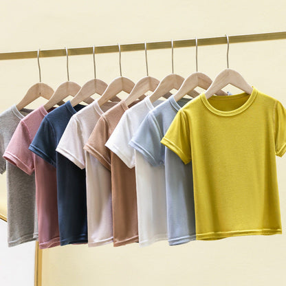 MyKids-USA® Boys and Girls’ Solid Color T-shirt in European and American Style