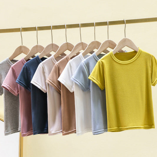 MyKids-USA® Boys and Girls’ Solid Color T-shirt in European and American Style