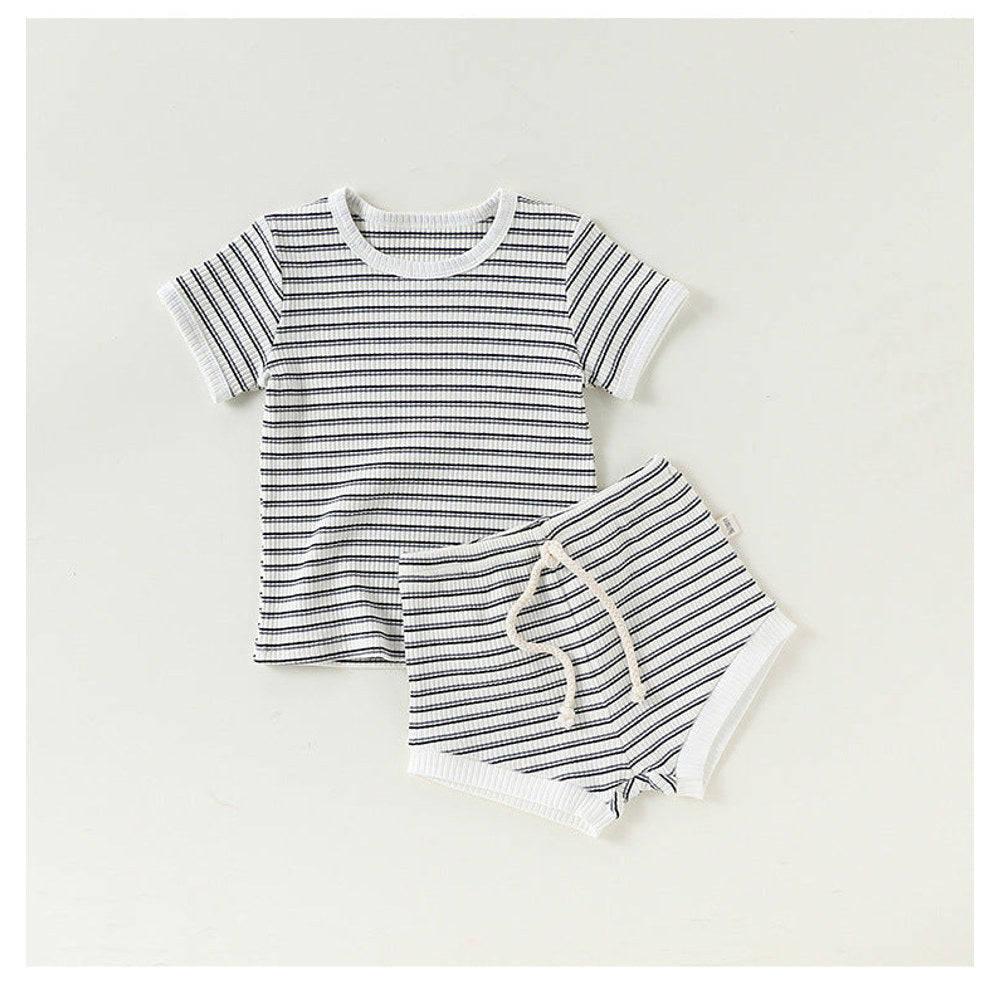 MyKids-USA® Summer Baby Kids Striped T-shirt and Bloomers Clothing Set