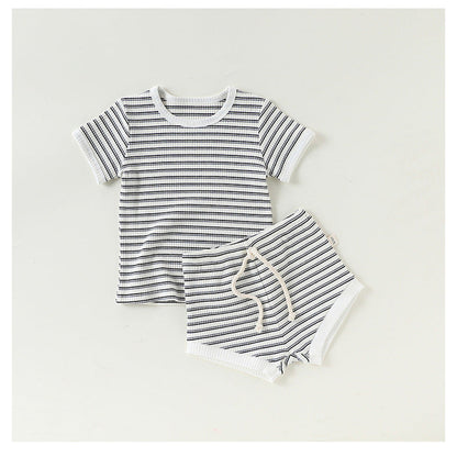 MyKids-USA® Summer Baby Kids Striped T-shirt and Bloomers Clothing Set