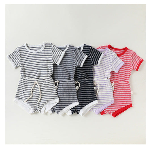 MyKids-USA® Summer Baby Kids Striped T-shirt and Bloomers Clothing Set