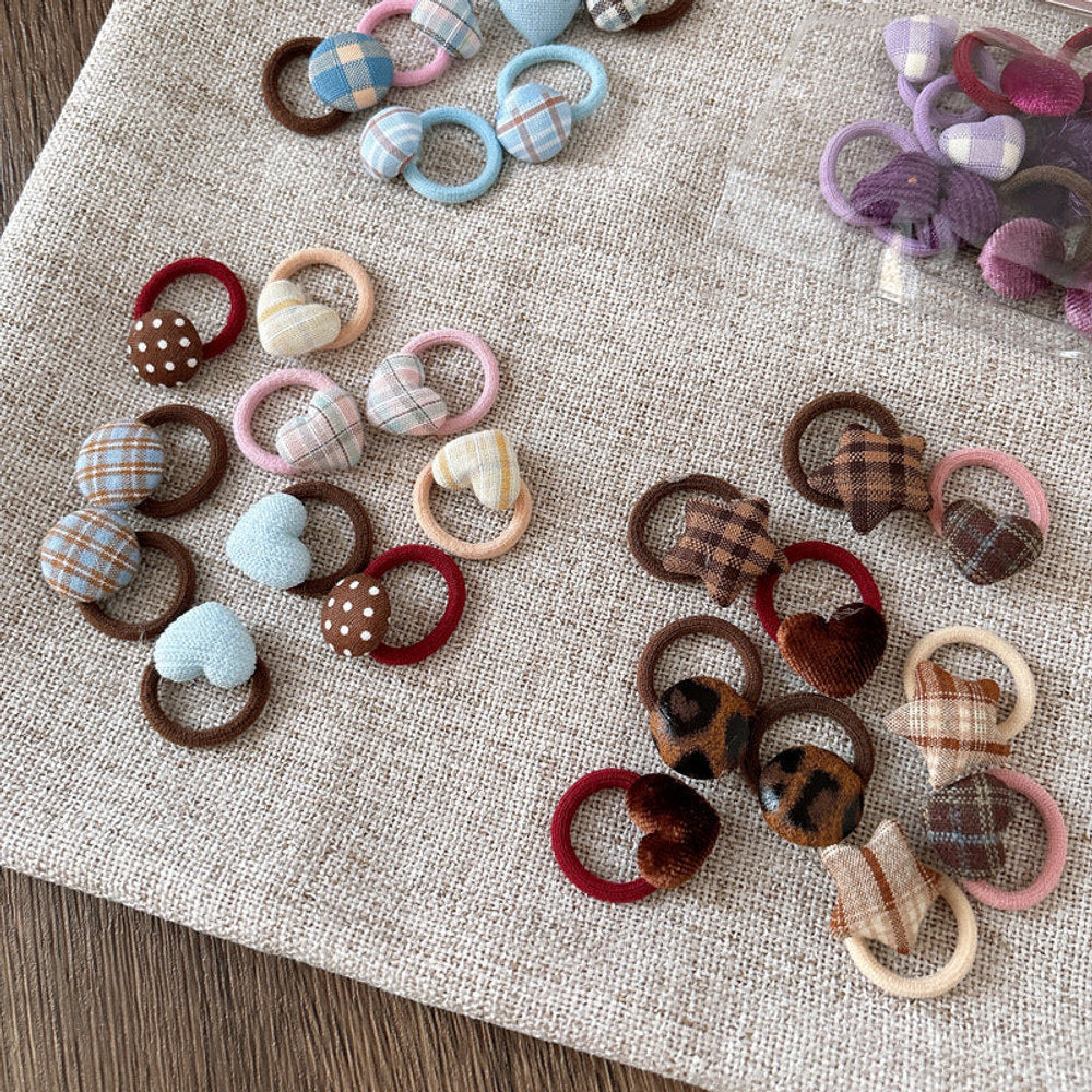 MyKids-USA® Collection of 10 Versatile Geometric Shape Decorated Hair Ties