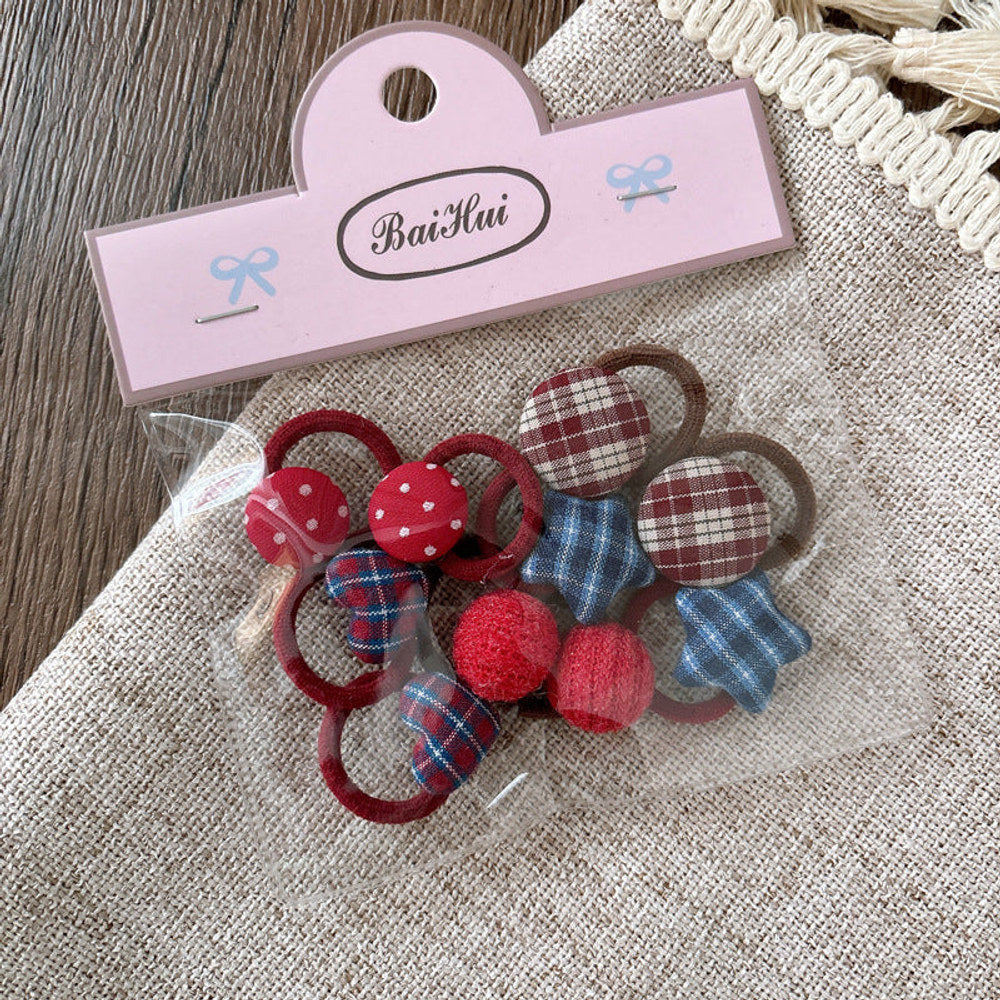 MyKids-USA® Collection of 10 Versatile Geometric Shape Decorated Hair Ties