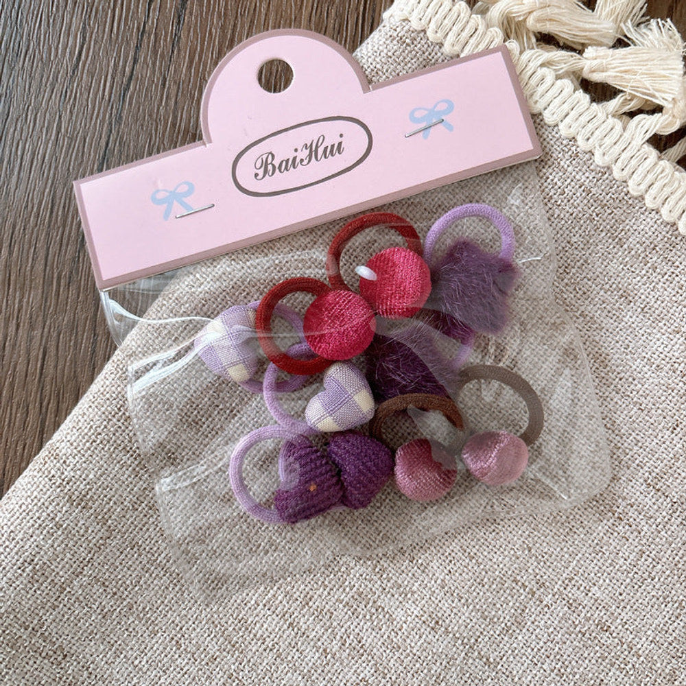 MyKids-USA® Collection of 10 Versatile Geometric Shape Decorated Hair Ties