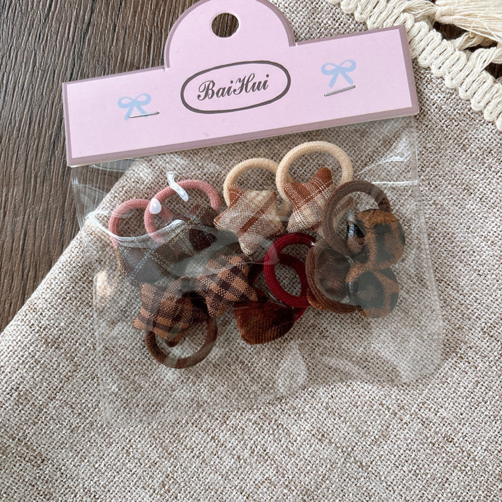 MyKids-USA® Collection of 10 Versatile Geometric Shape Decorated Hair Ties