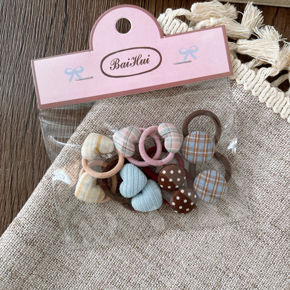 MyKids-USA® Collection of 10 Versatile Geometric Shape Decorated Hair Ties