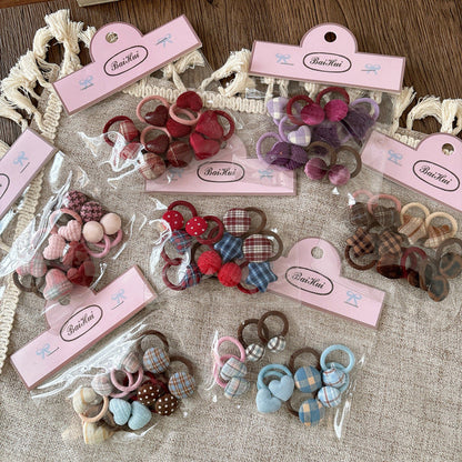 MyKids-USA® Collection of 10 Versatile Geometric Shape Decorated Hair Ties
