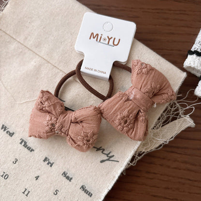 MyKids-USA® Collection of 2 Versatile Cute Butterfly-bow Shape Decorated Hair Ties