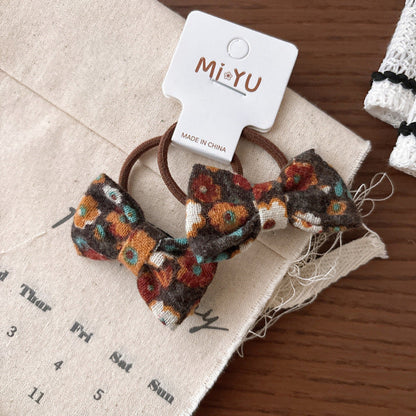 MyKids-USA® Collection of 2 Versatile Cute Butterfly-bow Shape Decorated Hair Ties