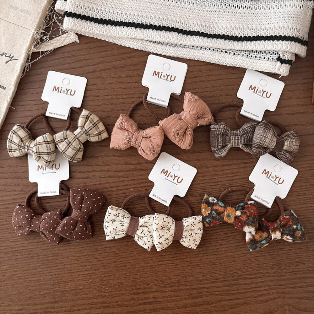 MyKids-USA® Collection of 2 Versatile Cute Butterfly-bow Shape Decorated Hair Ties