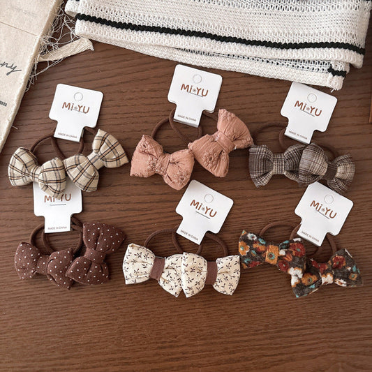 MyKids-USA® Collection of 2 Versatile Cute Butterfly-bow Shape Decorated Hair Ties