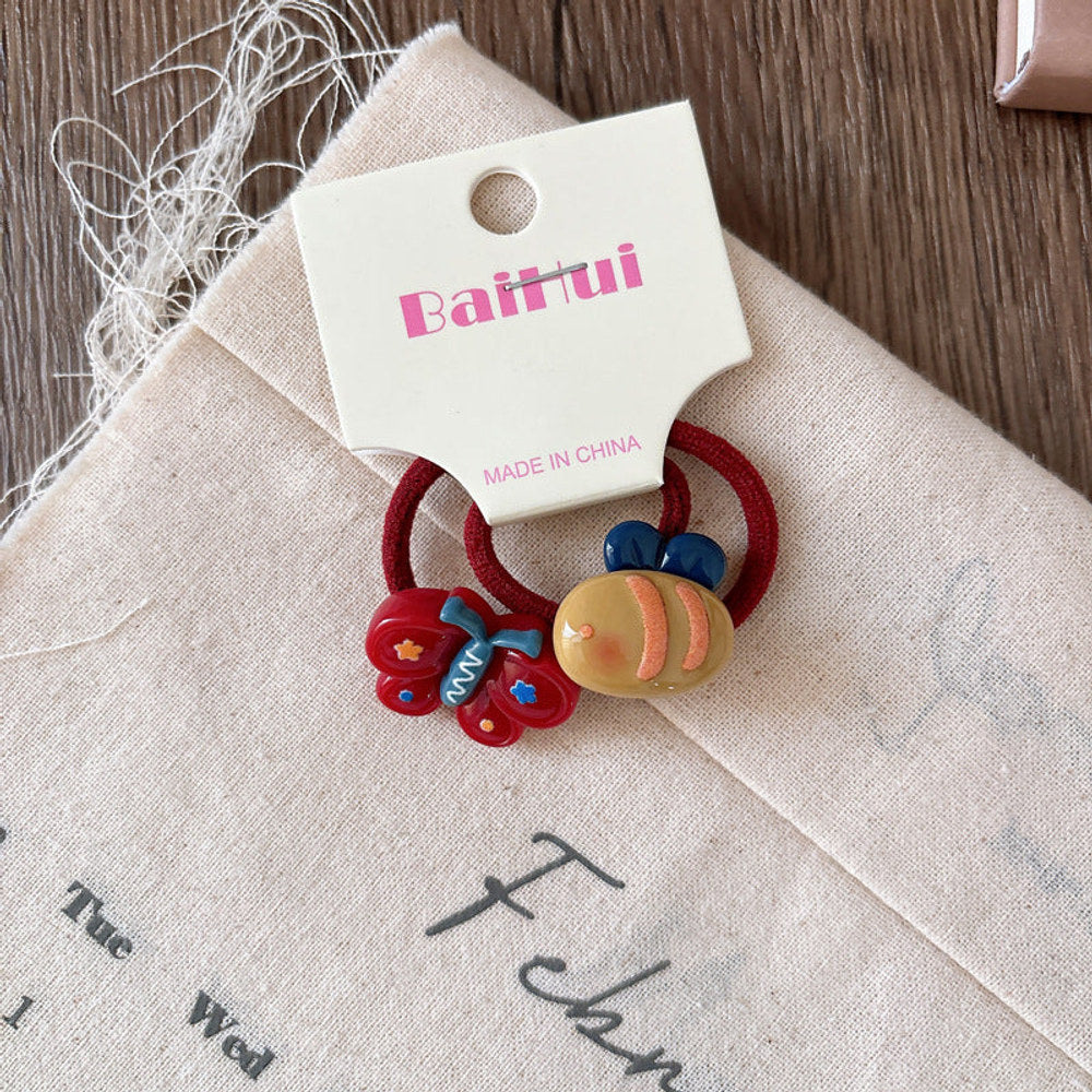 MyKids-USA® Collection of 2 Versatile Cute Resin Shape Decorated Hair Ties