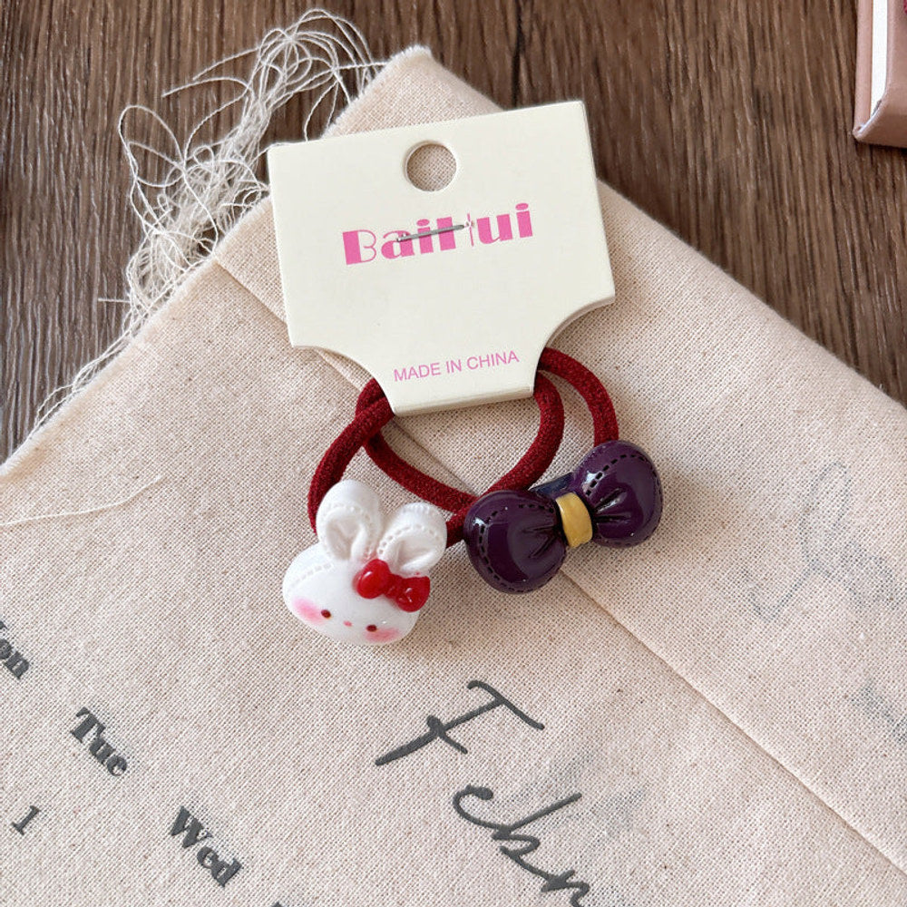 MyKids-USA® Collection of 2 Versatile Cute Resin Shape Decorated Hair Ties