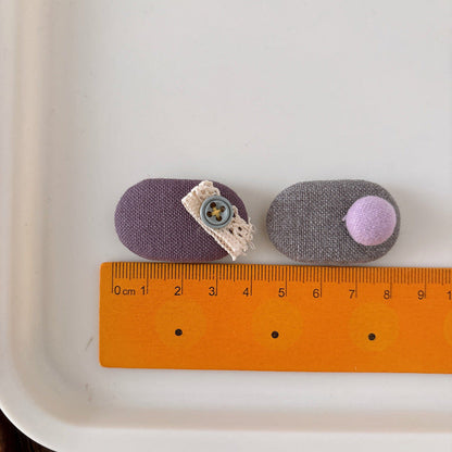 MyKids-USA® Collection of 2 Color Patchwork Cloth Design Hair Clips