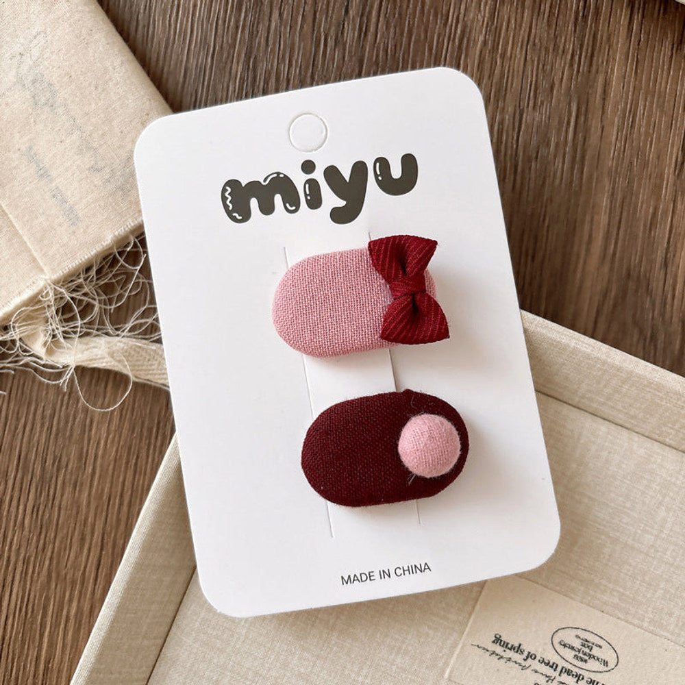 MyKids-USA® Collection of 2 Color Patchwork Cloth Design Hair Clips