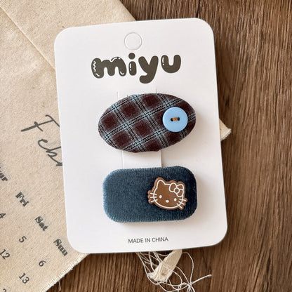 MyKids-USA® Collection of 2 Vintage Cloth Design Hair Clips