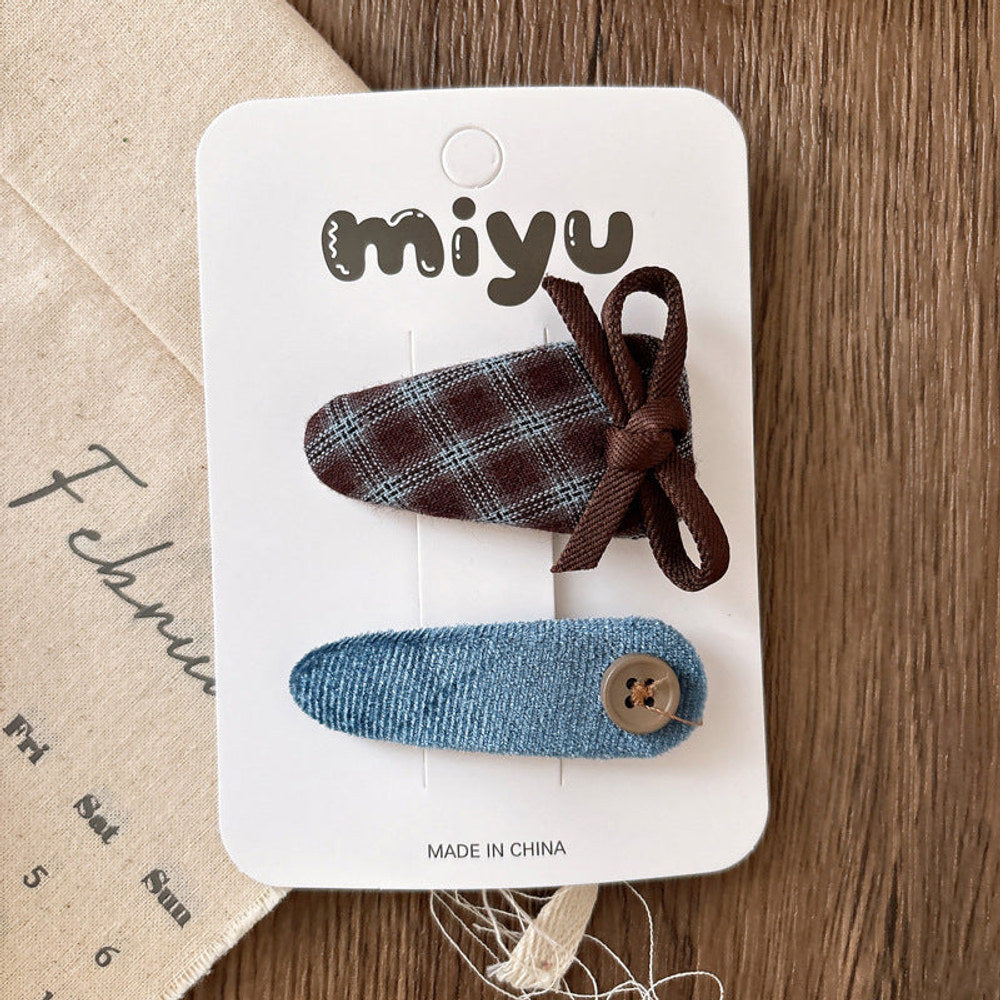 MyKids-USA® Collection of 2 Vintage Cloth Design Hair Clips