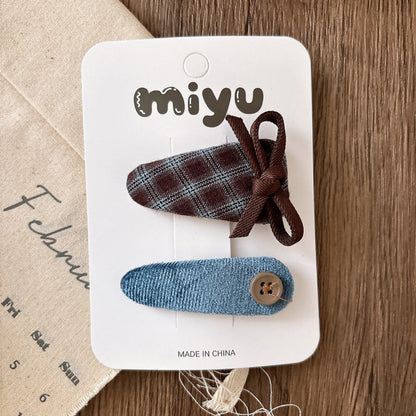 MyKids-USA® Collection of 2 Vintage Cloth Design Hair Clips