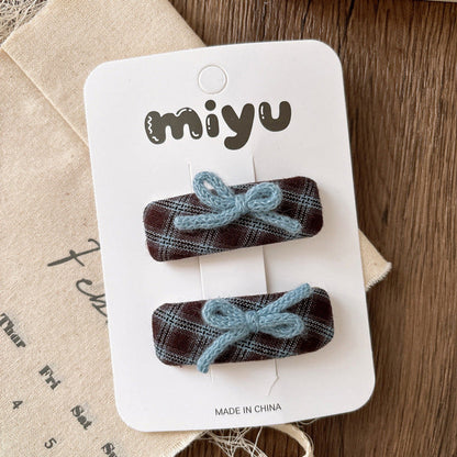 MyKids-USA® Collection of 2 Vintage Cloth Design Hair Clips