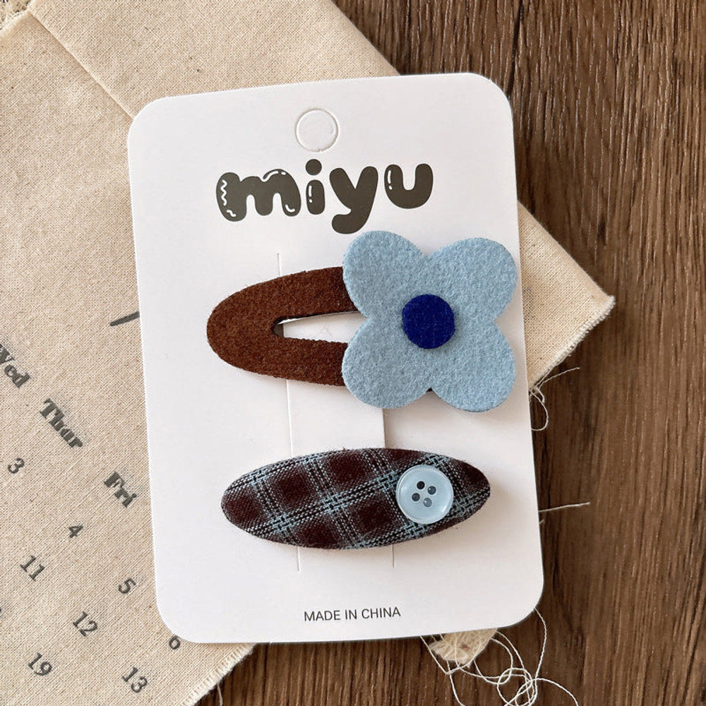 MyKids-USA® Collection of 2 Vintage Cloth Design Hair Clips