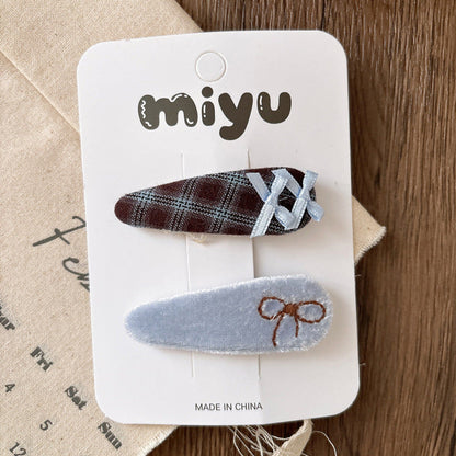 MyKids-USA® Collection of 2 Vintage Cloth Design Hair Clips