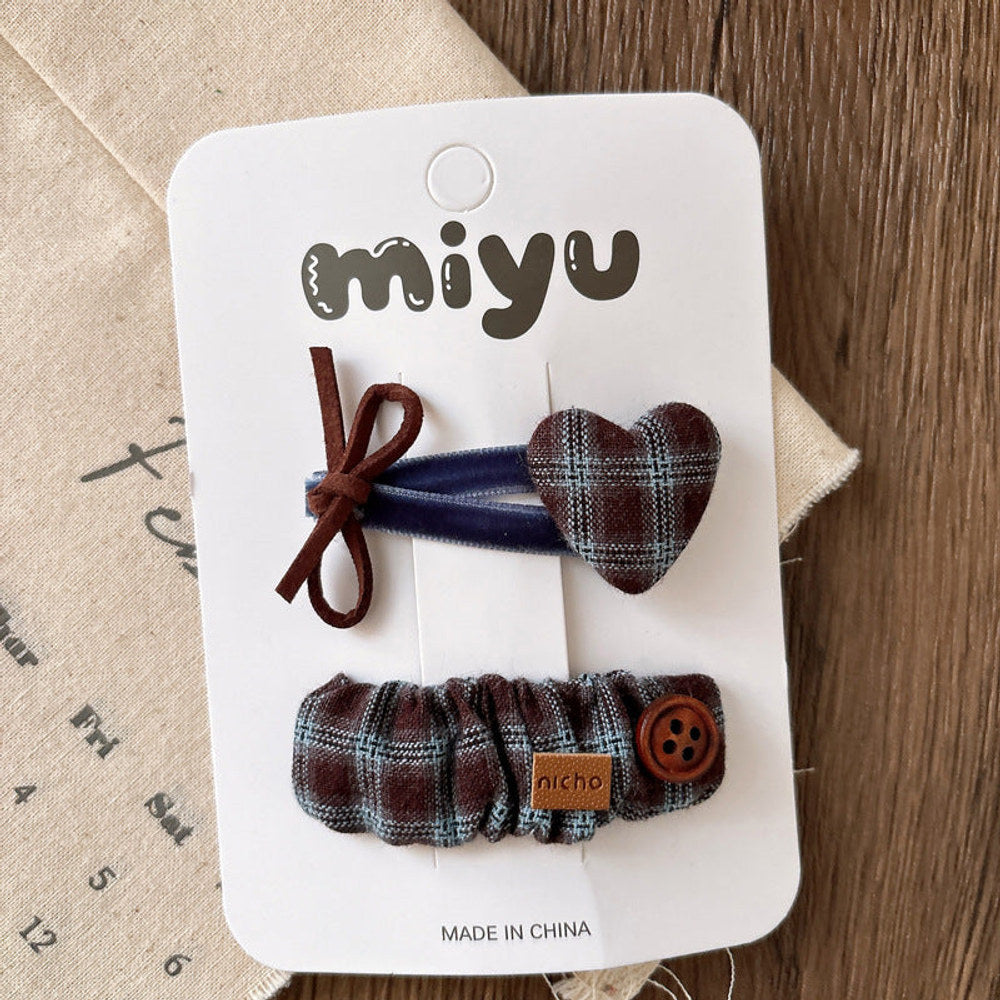 MyKids-USA® Collection of 2 Vintage Cloth Design Hair Clips