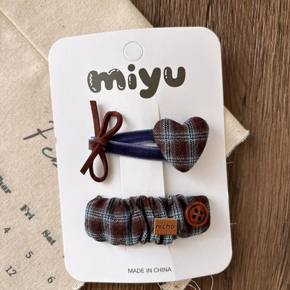 MyKids-USA® Collection of 2 Vintage Cloth Design Hair Clips