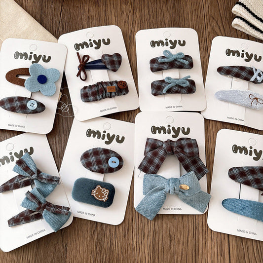 MyKids-USA® Collection of 2 Vintage Cloth Design Hair Clips
