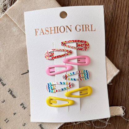 MyKids-USA® Collection of 10 Cute Printed Hollow-out Hair Clips