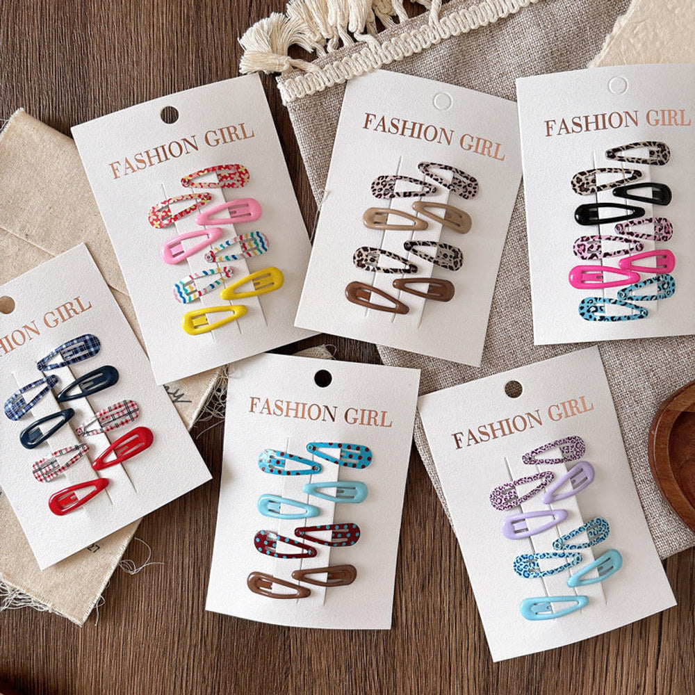 MyKids-USA® Collection of 10 Cute Printed Hollow-out Hair Clips