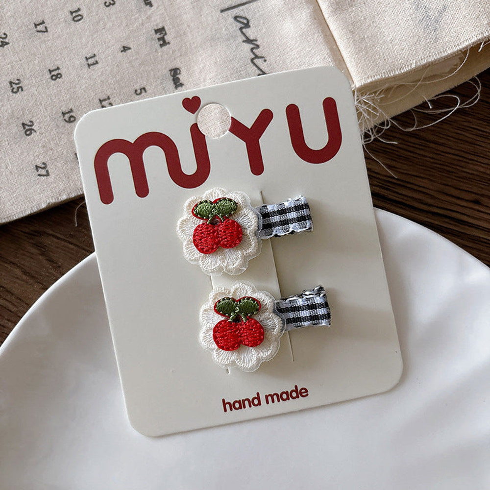 MyKids-USA® Collection of 2 Versatile Cute Resin and Cloth Shape Decorated Hair Clips
