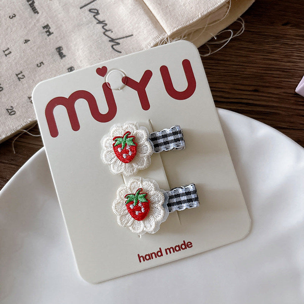 MyKids-USA® Collection of 2 Versatile Cute Resin and Cloth Shape Decorated Hair Clips