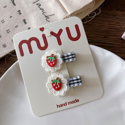 MyKids-USA® Collection of 2 Versatile Cute Resin and Cloth Shape Decorated Hair Clips